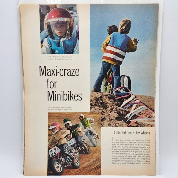 Vintage 1969 LIFE Magazine Article Pages MaxiCraze For Minibikes Lejon Cold Duck - Picture 1 of 6